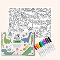 Load image into Gallery viewer, Dino - Reusable colouring mat and 10 wipeable pens