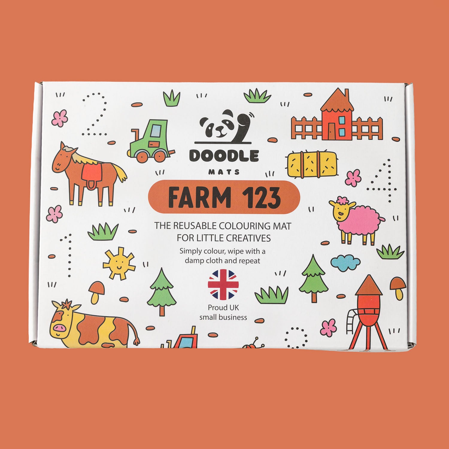 On The Farm 123 - Reusable colouring mat and 10 wipeable pens