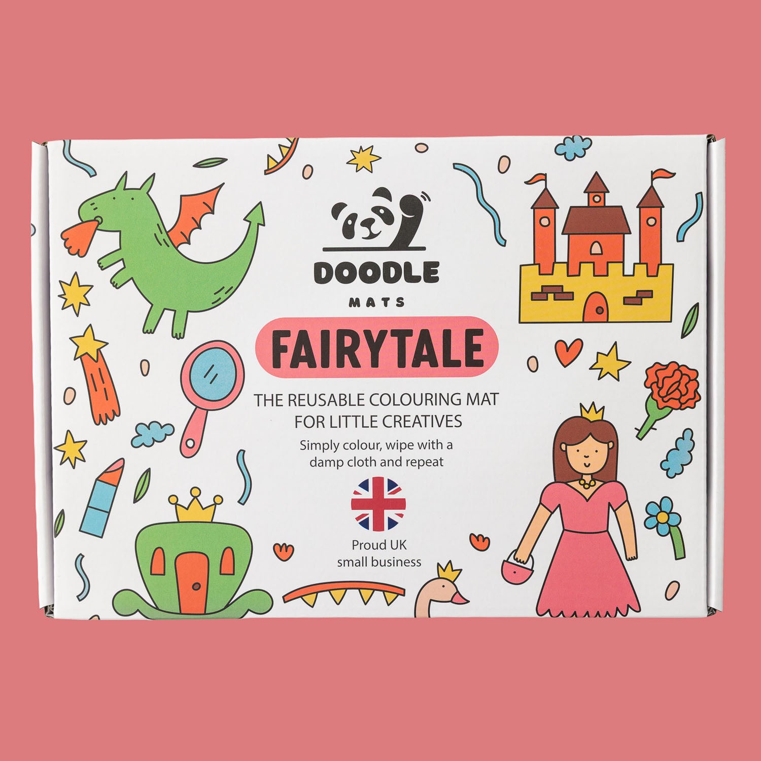 Fairytale - Reusable colouring mat and 10 wipeable pens