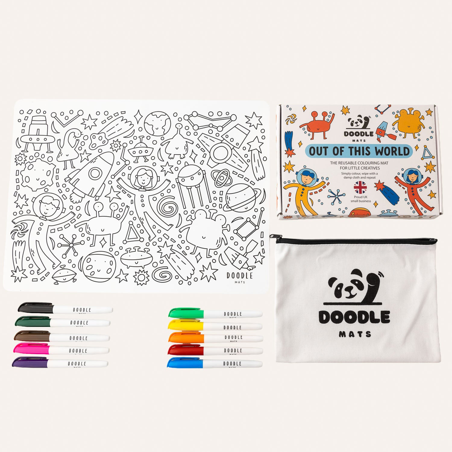 Out of this world - Reusable colouring mat and 10 wipeable pens