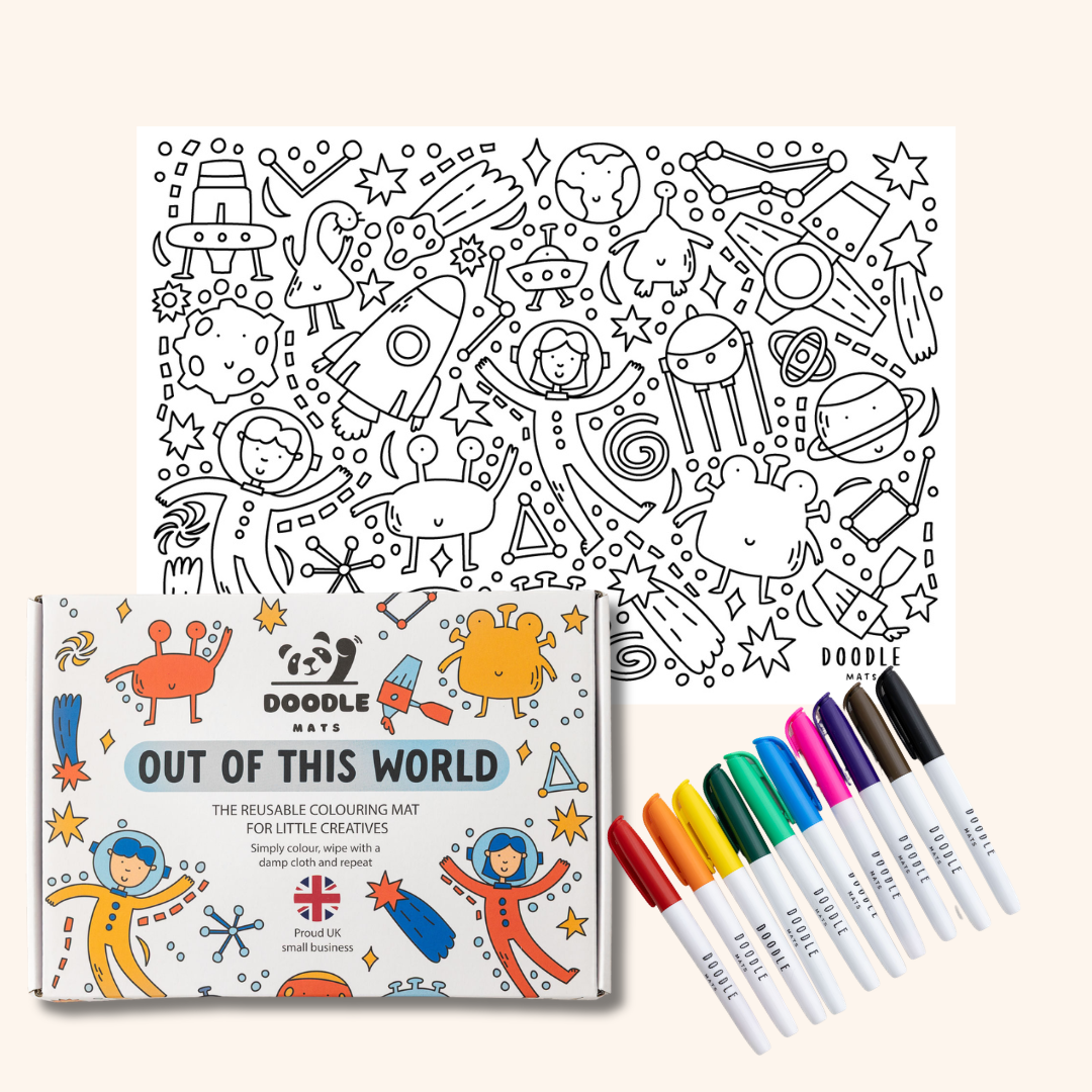 Out of this world - Reusable colouring mat and 10 wipeable pens